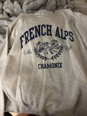 Buckle French Alps Chamonix Crewneck Sweatshirt - Light Heather Gray & Navy